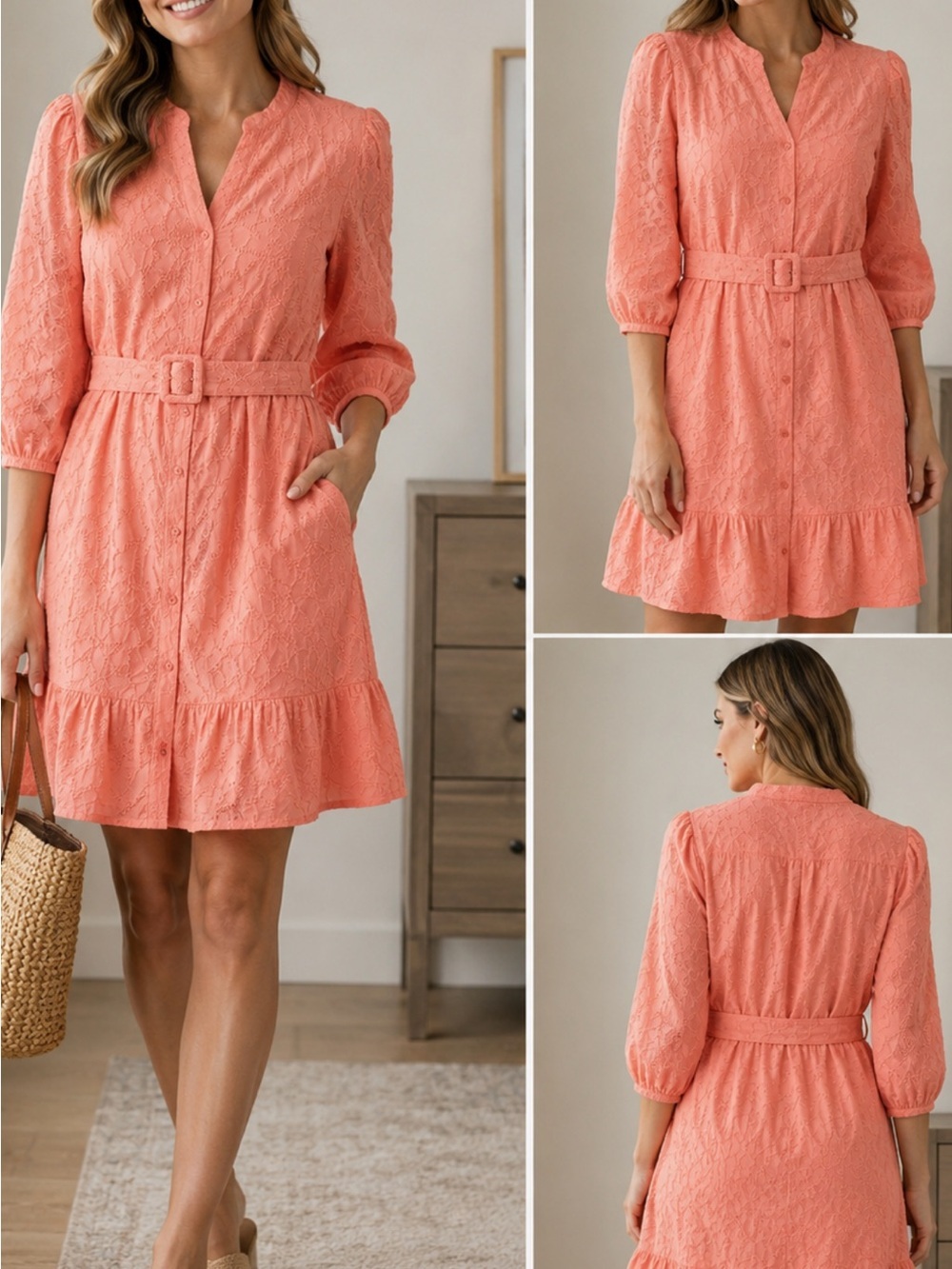 Crown & Ivy Button Front Dress Large New With Tag # 87
